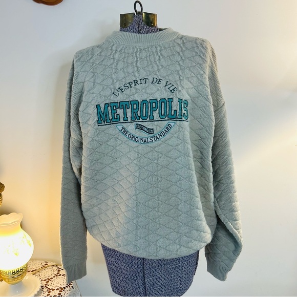 Vintage Gray Metropolis Quilted Sweatshirt unisexe - Picture 1 of 5